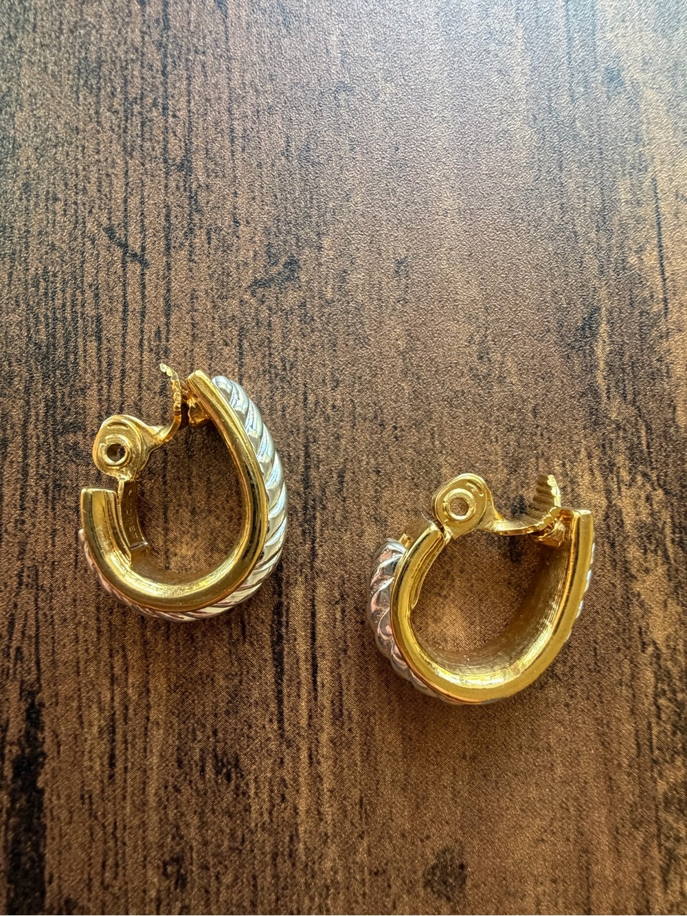 Vintage Monet. Two-Tone gold/silver tone.Hoop Earrings - Elegant Women’s Jewelry